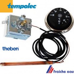 thermostat universel aquastat pour tableau de commande  avec 1 contact inverseur et capillaire standard 