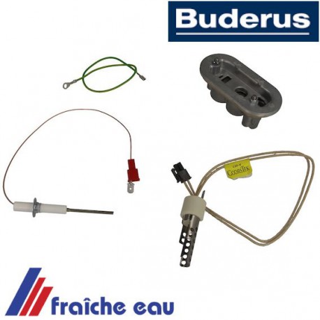 kit d'entretien BUDERUS 7736700560 avec amorce à incandescence, électrode d'ionisation, et capot en aluminium