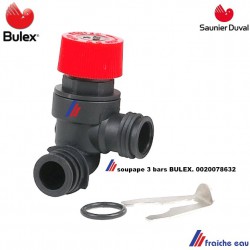 soupape de sécurité de chauffage BULEX   SAUNIER DUVAL 00200778632 réglée à 3 bars 