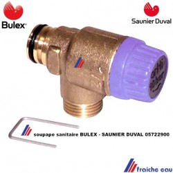 soupape de sécurité sanitaire BULEX 05722900, groupe de décharge,  contre l'excès de pression SAUNIER DUVAL  avec joint et clips