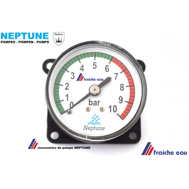 manomètre indication de pression de pompe Neptune MAXILENT 34 et