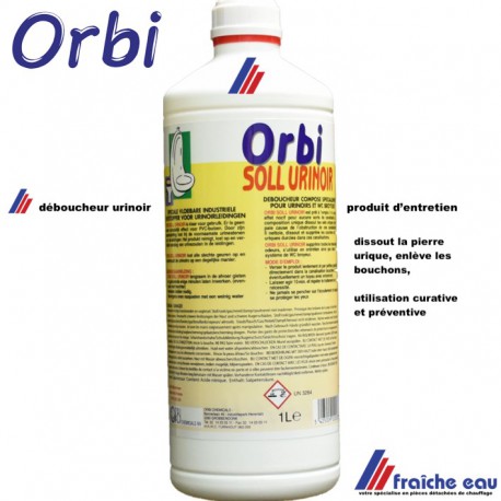  ORBI dissout la pierre urique des urinoirs et canalisations de décharge , pas de livraison , uniquement enlèvement au comptoir