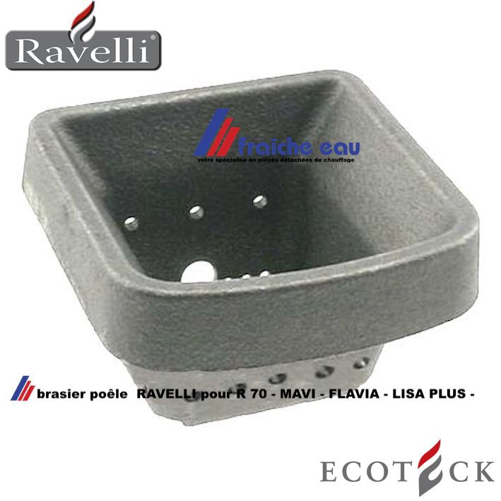 foyer brasier cendrier creuset foyer pot de combustion en fonte RAVELLI-  ECOTECK 100-07-001 N de poêle et insert à pellets