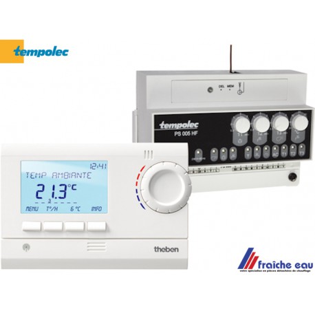 module de prorité sanitaire avec thermostat sans fil TEMPOLEC, composée du PS005 HF et thermostat d'ambiance  RAM 833 top 2 HF