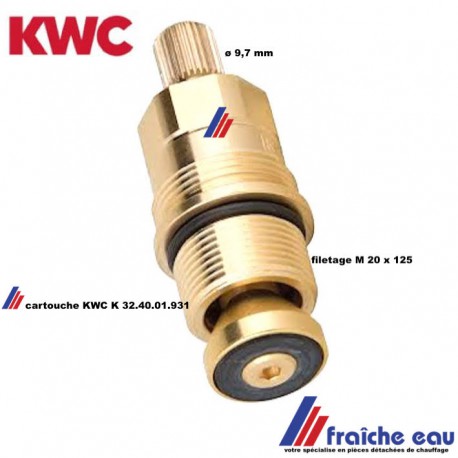 tête de robinet , mécanisme , cartouche de mélangeur KWC a joint plat  32-40-01-931 remplace la cartouche a joint cônique