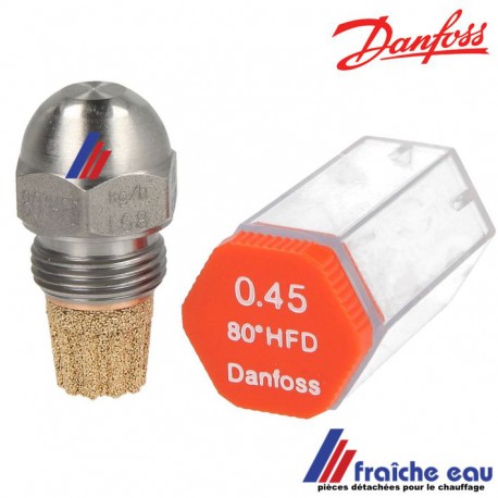 gicleur DANFOSS en acier série  HFD - SFD   de 0,45 gal/h à 0,50 gal / h, précisez l'angle et la taille 