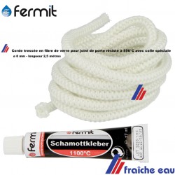 kit  remplacement de joint de porte de chaudière, corde tressée en fibre de verre ø 8 mm avec colle résistante à la température