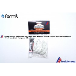 kit de joint plat réfractaire 10 x 3 mm pour poele et chaudière comme joint en fibre de verre ignifugée pour l'étanchéité 