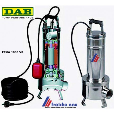 pompe monophasée DAB  FEKA 1000  inox,  avec flotteur de démarrage et arrêt automatique.