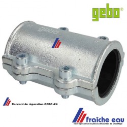 manchette de réparation GEBO en fonte galvanisée pour tube acier 4/4 , diamètre de 31 à 33 mm avec membrane d'étanchéité