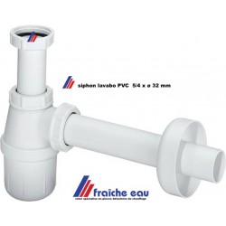 siphon lavabo ABS diamètre 5/4 x 32 mm , coupe air type bouteille, garniture d'écoulement de lave main