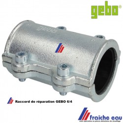 bride  réparation rapide GEBO 6/4 pour tube acier de 47 à 49 mm ,collier avec machoires en fonte maléable galvanisée avec joint