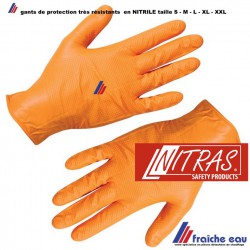 gants protection hygiènique ,jetable 50 pièces ,nitrile, NITRAS M-L  noir ou orange ,souples ,résistants, sans talc ni vinyle