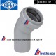 coude PVC  GRIS à joint diamètre 32 mm angle 45°  MF résiste à la  haute température pour décharge lavabo norme BENOR