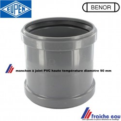 manchon à joint BENOR , accouplement PVC  diamètre 90 mm pour tube de décharge  fluviale ou de wc