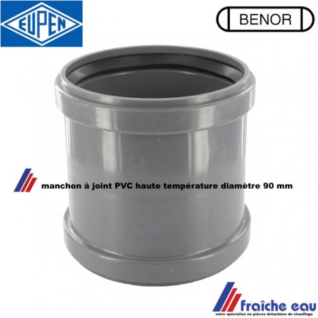 manchon à joint BENOR , accouplement PVC  diamètre 90 mm pour tube de décharge  fluviale ou de wc