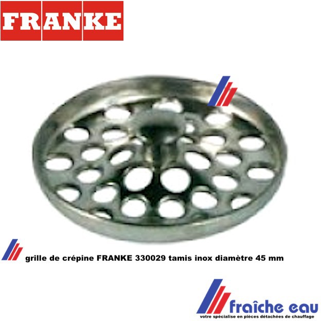 tamis de crépine inox, filtre de bonde FRANKE 330029 , la crépinette  retiens les déchets présents dans l'eau de vaisselle