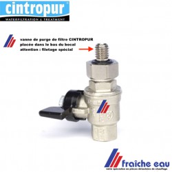 robinet de purge de bocal de filtre, vanne à bille spécifique CINTROPUR est fabriqué en Belgique dans la région de Eupen