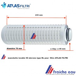 cartouche  RL tamis  lavable de filtre ATLAS FILTRI double o ring 45 mm , panier avec housse finesse 50 microns