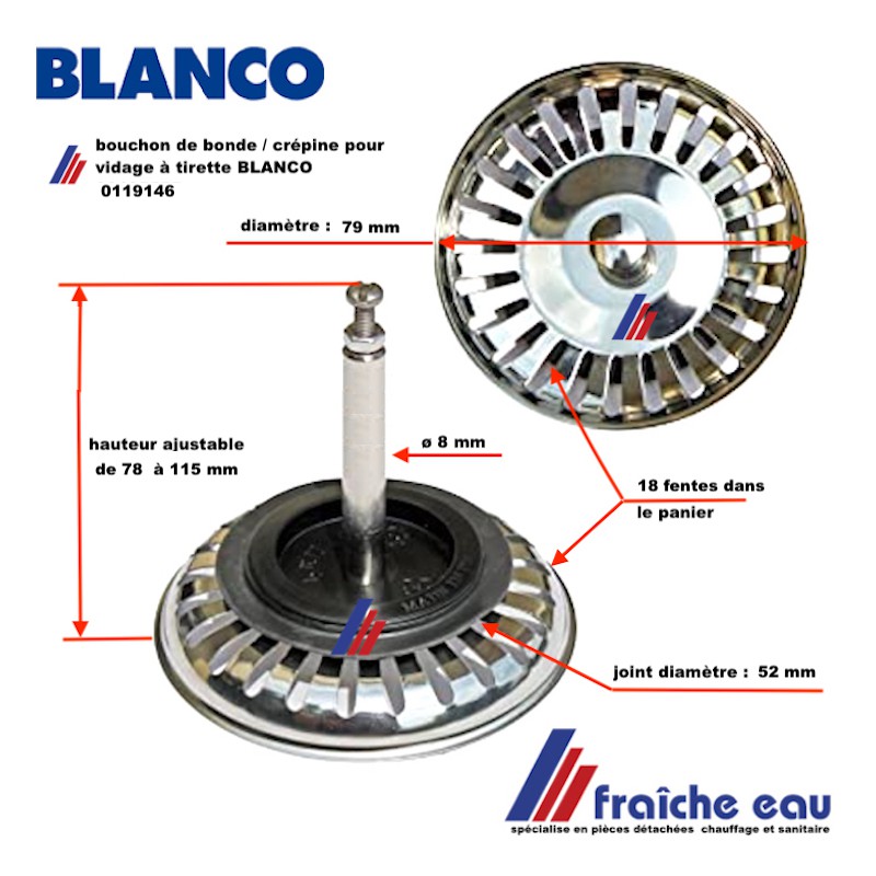 Blanco Bouchon 1er choix 3¼ po pour crépine 406311