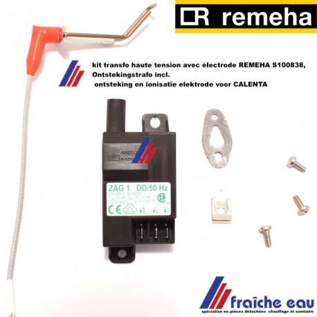 kit transfo haute tension avec électrode REMEHA S 100838, Ontstekingstrafo incl. ontsteking en ionisatie elektrode voor CALENTA
