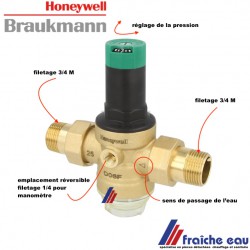 réducteur  HONEYWELL-BRAUKMANN pour la régulation et  la stabilisation de la pression dans l'installation sanitaire 