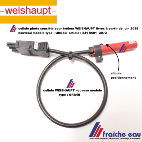 cellule photo électrique WEISHAUPT  type QRB4B tube de 13 mm, détection de flamme  pour les brûleur livré à partir de juin 2019