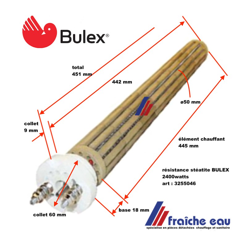 pièces détachées bolier : résistance de boiler BULEX et ATLANTIC mono 2400  w, à wierde, rocourt, manage, andenne, huy