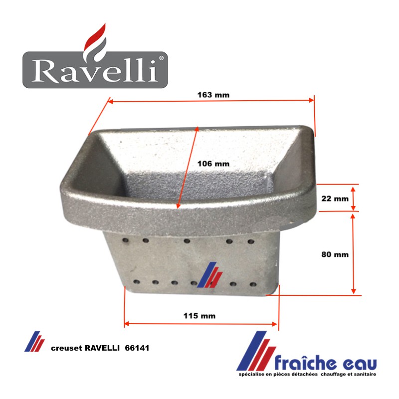 foyer brasier cendrier creuset foyer pot de combustion en fonte RAVELLI-  ECOTECK 100-07-001 N de poêle et insert à pellets