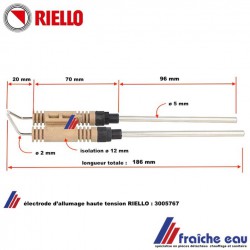 électrode d'allumage RIELLO 3005767, bougie haute tension , électrode de brûleur à mazout de chauffage