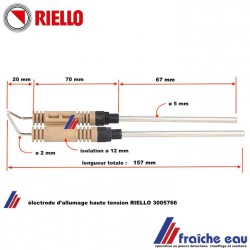 électrode haute tension d'allumage RIELLO 3005766 , électrode à arc de brûleur au fioul domestique