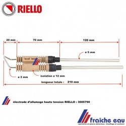 électrode haute tension RIELLO 3005790, bougie à arc de brûleur , électrode isolée  haute tension