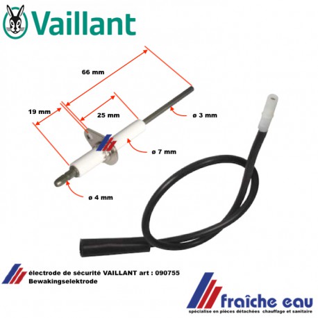 électrode de sécurité avec câble VAILLANT 090755, Bewakingselektrode, livraison: Belgique, france, Luxembourg, suisse