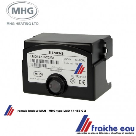 coffret de sécurité ,automate de combustion ,relais , bloc de contrôle SIEMENS pour bûleur  MAN - MHG type LMO 14-155 C 2 MA 