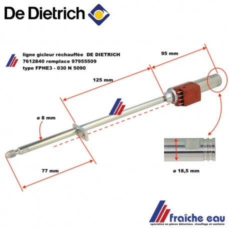 porte gicleur avec réchauffeur DE DIETRICH, ligne gicleur avec préchauffage  7612840 remplace 97955509