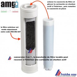cartouche charbon actif SILICAR  pour filtre combiné AMG, échange standard de manchette à filtration double eau de pluie