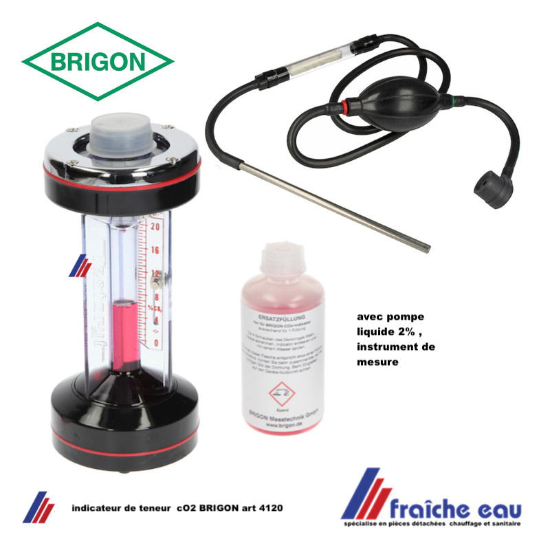 testeur de gaz, indicateur de cO2 BRIGON art : 4120, analyseur de gaz de  combustion avec pompe de prélèvement, liquide de test