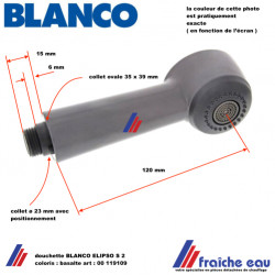 douchette à main avec inverseur art : 00119109 pour mitigeur cuisine BLANCO ELIPSO S 2 coloris basalte ( gris foncé )