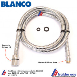 flexible anneaux chromé pour robinet de cuisine BLANCO 00118076 filetage M 15 x 1 écrou douchette 1/2