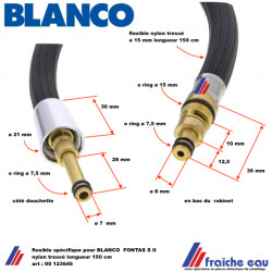 flexible nylon tressé spécifique pour robinet BLANCO FONTAS SII art : 00123645, reparatieonderdelen voor BLANCO