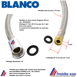 flexible en inox tressé 00123812 spécifique pour robinet BLANCO série CATRIS S, uniquement pour ce type de robinet 