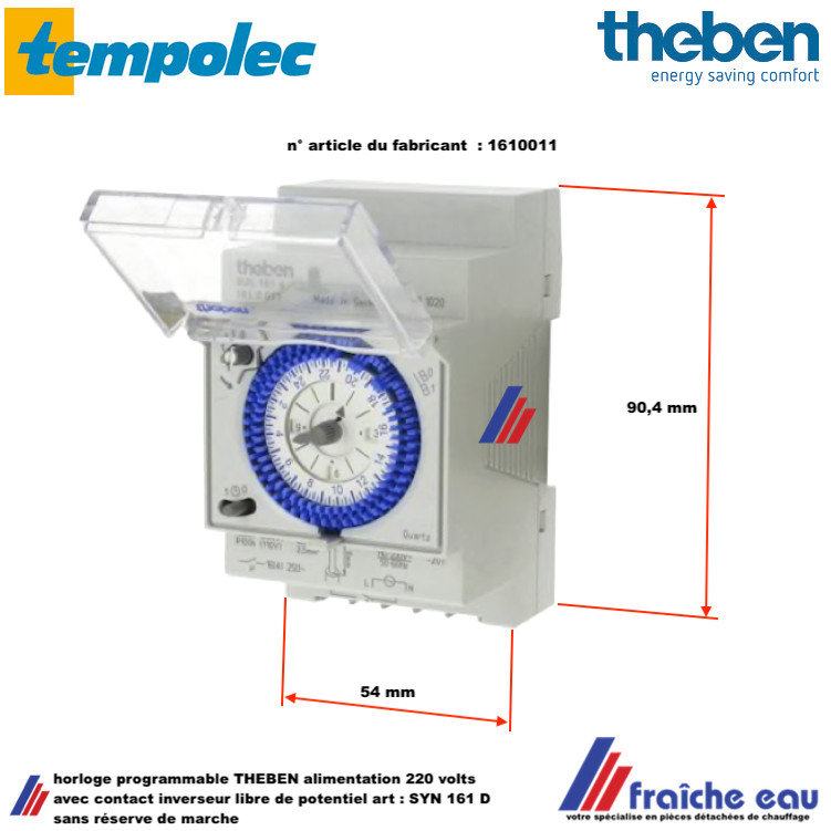horloge de coffret programmable code 1610011, THEBEN SYN 161D programmateur  TEMPOLEC analogique, contact libre de potentiel