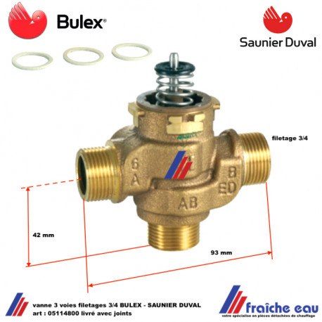 vanne melangeuse 3 voies , valve a eau BULEX  05114800, bloc vanne diviseuse complète SAUNIER DUVAL
