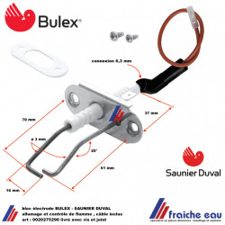 bloc électrode BULEX - SAUNIER DUVAL art: 0020275290 bougie d'allumage et ionisation, contrôle de flamme