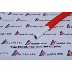 tube PEX-AL-PEX blanc ø 20 x 2 mm rouleau de 15 mètres gaine rouge