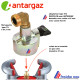 adaptateur QUICK ON pour ANTARGAZ entrée vers la bouteille diamètre 27 mm SOPER avec vanne d'arrêt, sortie coudée TS 21,7  SHELL