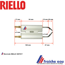 électrode d'allumage RIELLO 3007617 , bougie haute tension , électrode à arc de brûleur mazout domestique