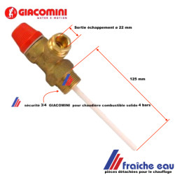 sécurité de surpression et température combinée GIACOMINI  3/4 pour chaudière et poêle avec circuit d'eau 