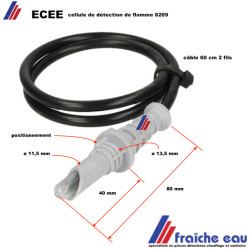 cellule ECEE 8209 avec câble 2 fils détection de la présence de la flamme pour relais de brûleur fioul