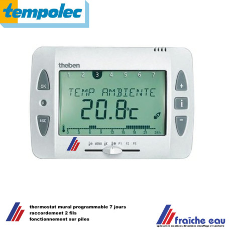 thermostat électronique mural TEMPOLEC  programmable THEBEN KRYSTAL TOP